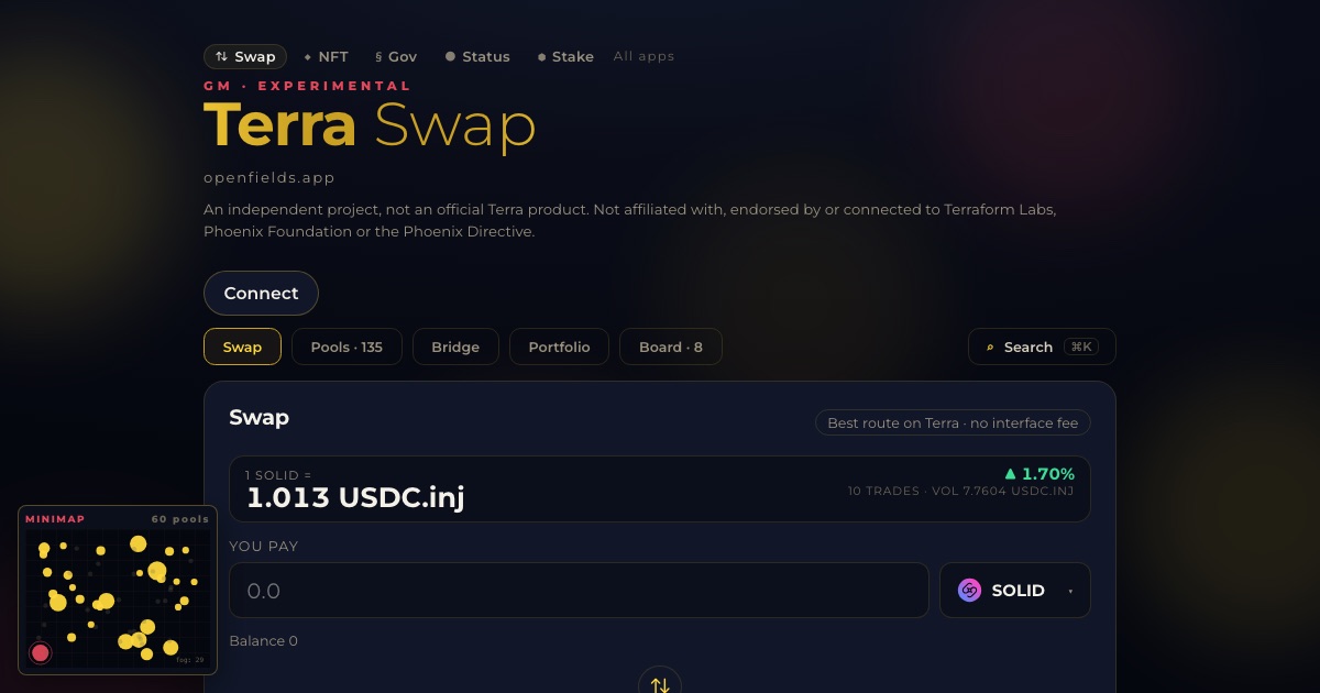 The swap screen on Terra Swap